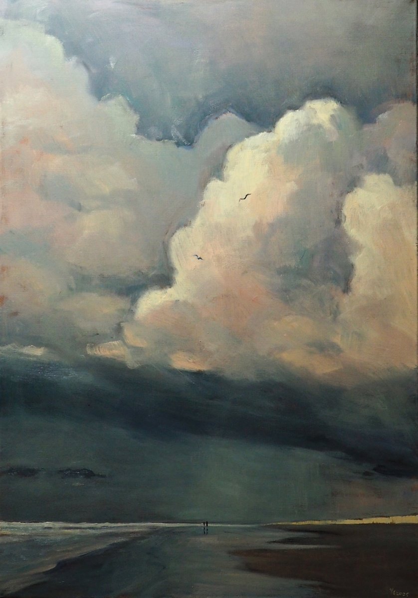 Impressionistic Landscape Oil Painting By Yuanyuan Liu, 28 X 39", Seascape, Original Artwork