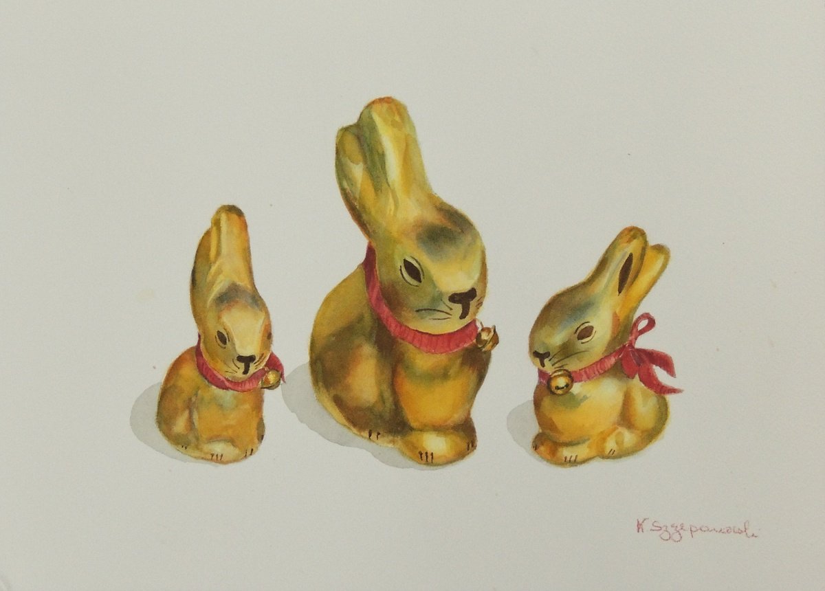 Lindt Easter Bunnies - Mom and kids 2 by Krystyna Szczepanowski