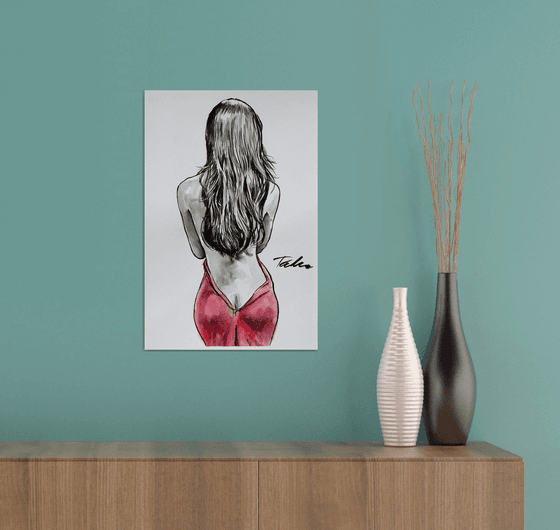 "Red dress" / 30x45 cm