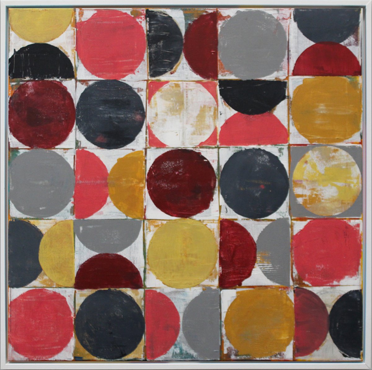 Geometric Abstract Acrylic Painting By Andrew Watt, 31 X 31, Vintage Spheres No 6, Original Artwork