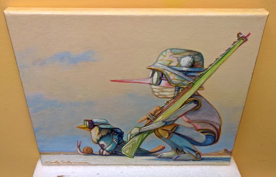 PINOCCHIO AND THE WOODEN RIFLE - ( 25 x 30 cm )