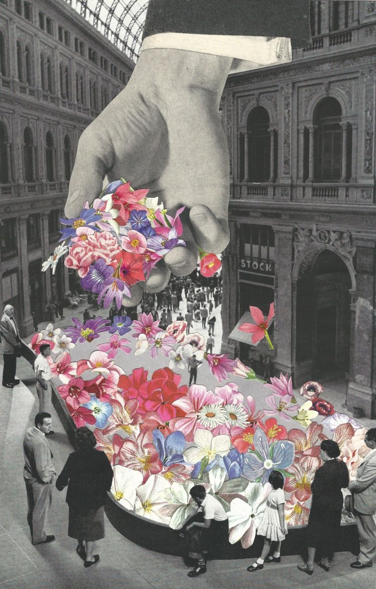 Surrealistic Botanical Collage By Paper Draper, 8 X 12", Heaven Scent, Original Artwork