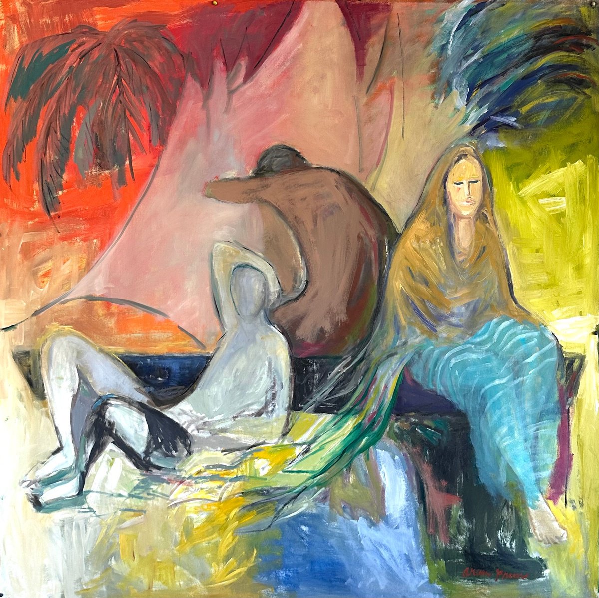 Impressionistic Portrait Oil Painting By Arun Prem, 60 X 60, Uncharted, Original Artwork