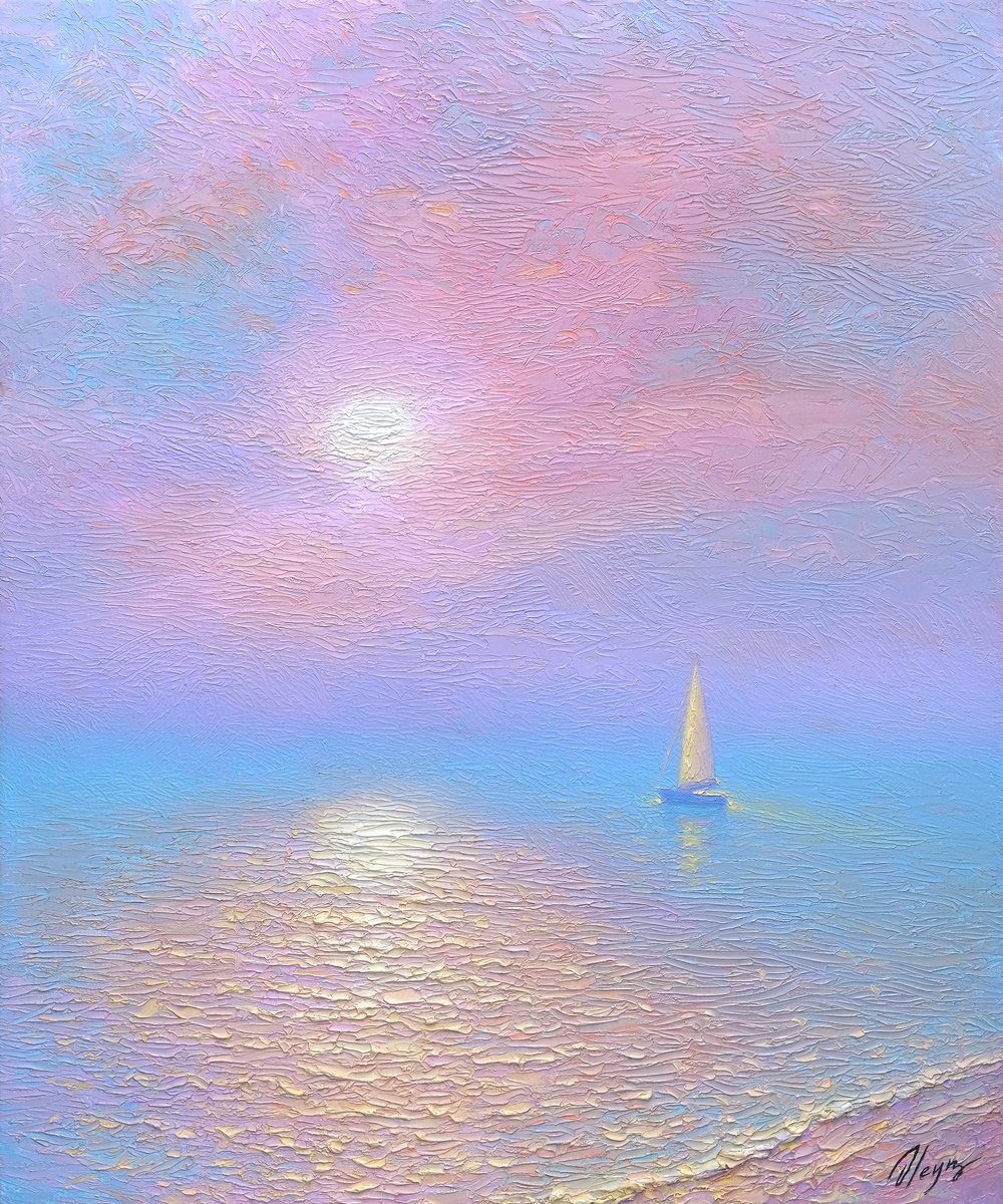 Impressionistic Landscape Oil Painting By Dmitry Oleyn, 20 X 24, Sea, Original Artwork