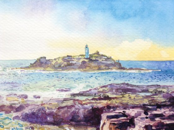 Godrevy Lighthouse at Sunset