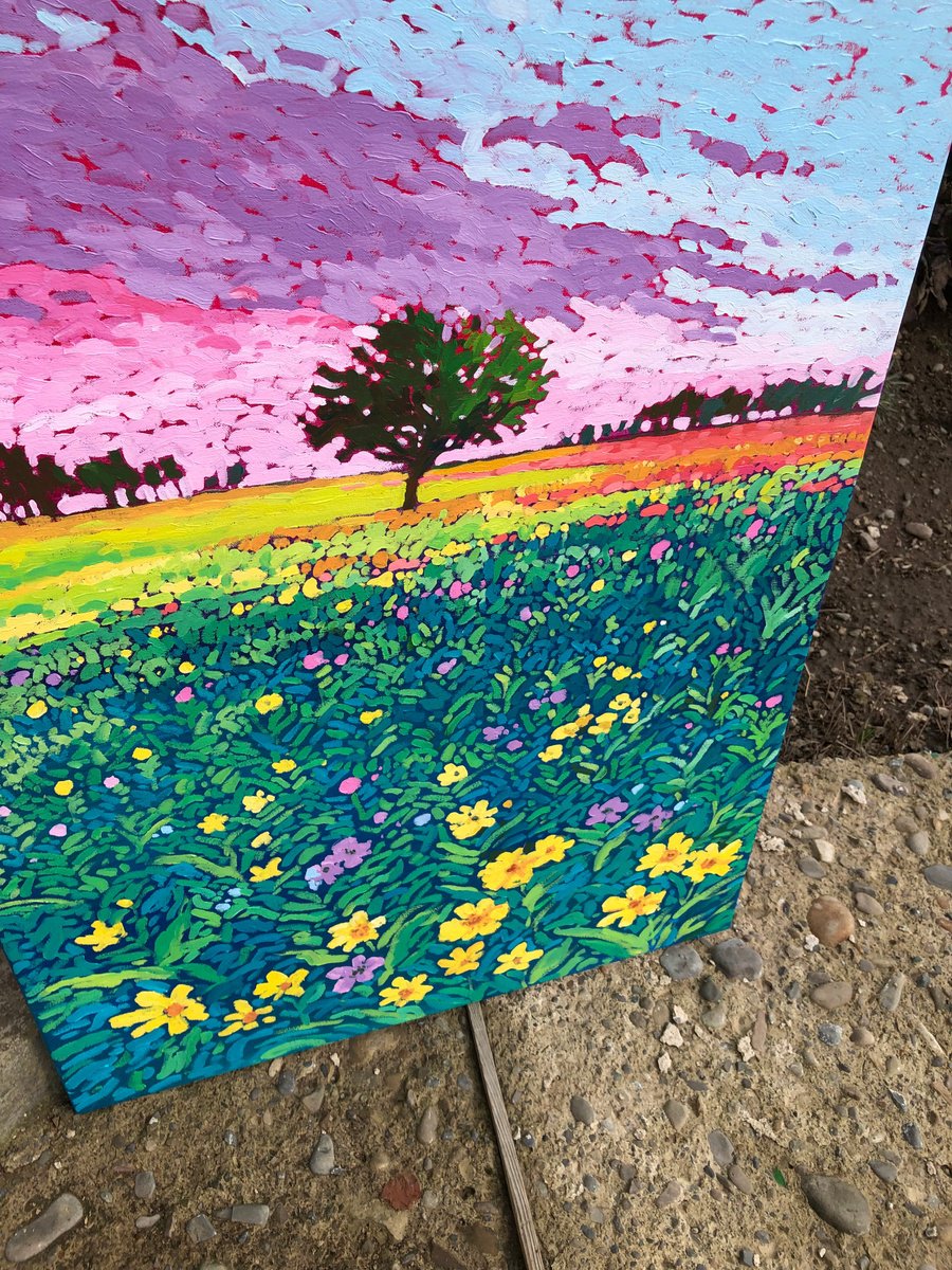 Impressionistic Botanical Oil Painting By Volodymyr Smoliak, 24 X 31", Blooming Fields, Original Artwork