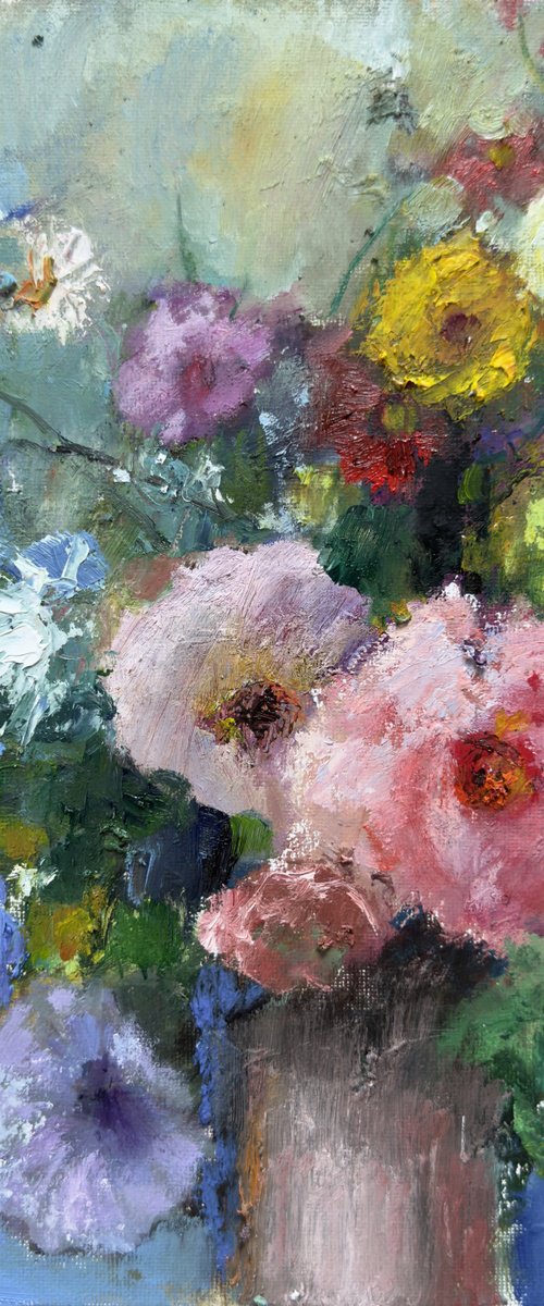 Still life with delicate roses by Olha Laptieva