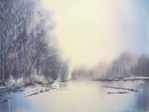 Frosty morning landscape by Alina Karpova