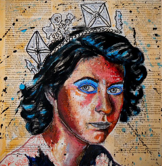 Portrait PS 154 Queen Jubilee - READY TO HANG -  HOME - Gift