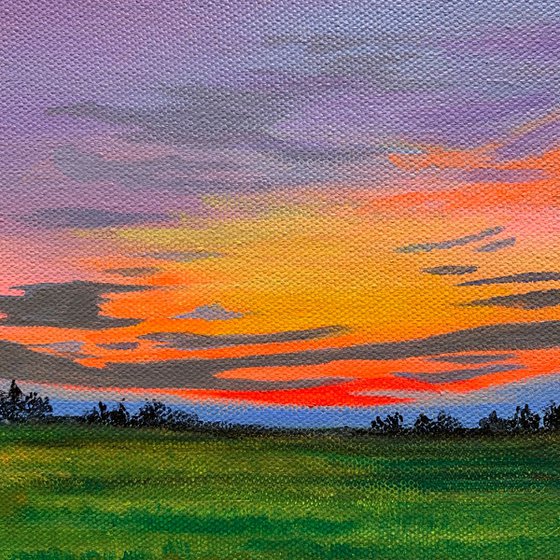 Sunset Glow ! Small Sunset Painting!!  Ready to hang