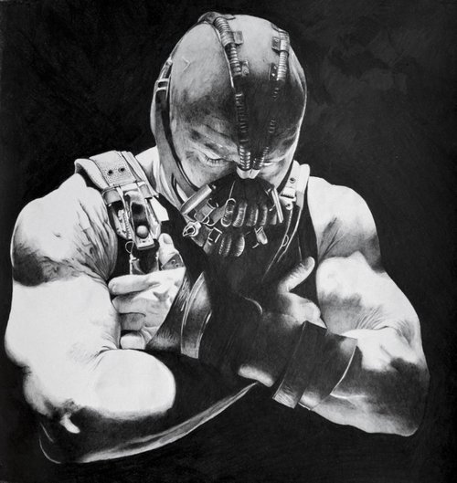 Bane - Dark Knight rises, pencil drawing by Majda Susnik
