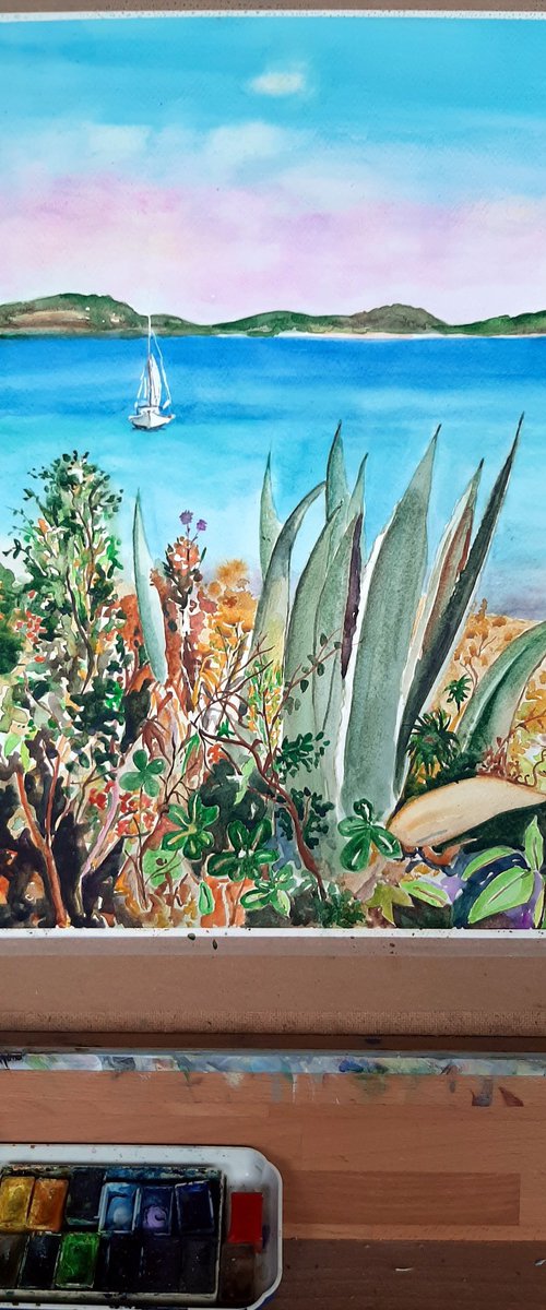 SEASCAPE WITH AGAVES by Zoran Mihajlović Muza