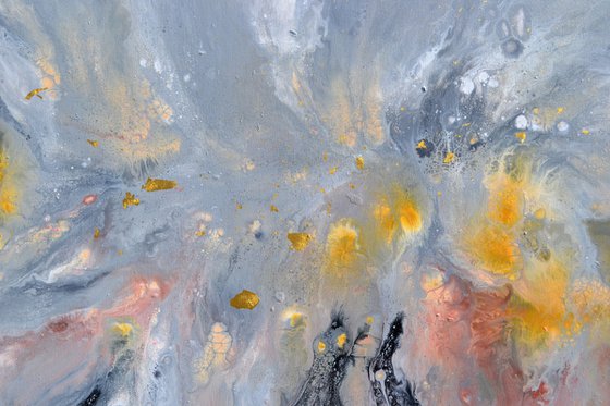 Magnetic Field - Neutral Colours Large Fluid Abstract Painting on Canvas XXL