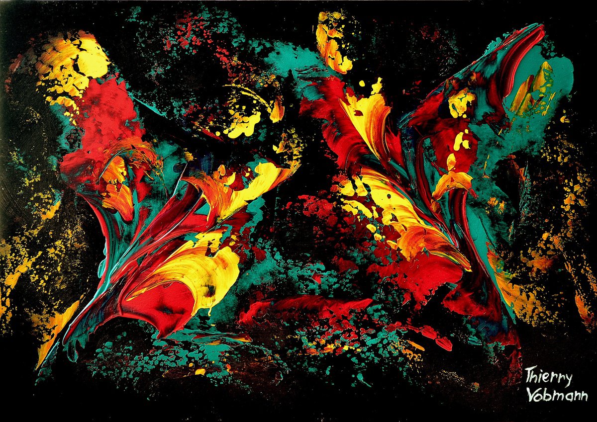Abstract Acrylic Painting By Thierry Vobmann. Abstract ., 17 X 12", Ideal Gift 116, Original Artwork