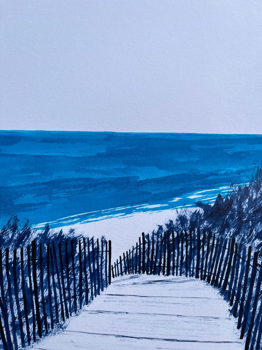 Impressionistic Landscape Painting By Cadiou Frederic, 13 X 17, Seaside, Original Artwork