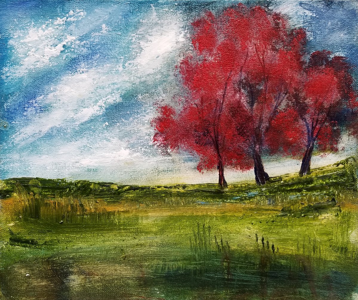 Impressionistic Landscape Oil Painting By Kevin Blake, 12 X 10", Wind And Wuthering, Original Artwork