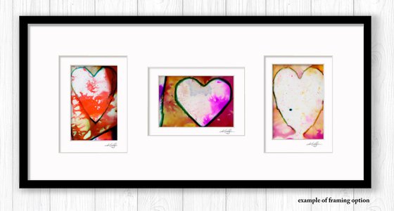 Heart Collection 8 - 3 Small Matted paintings by Kathy Morton Stanion