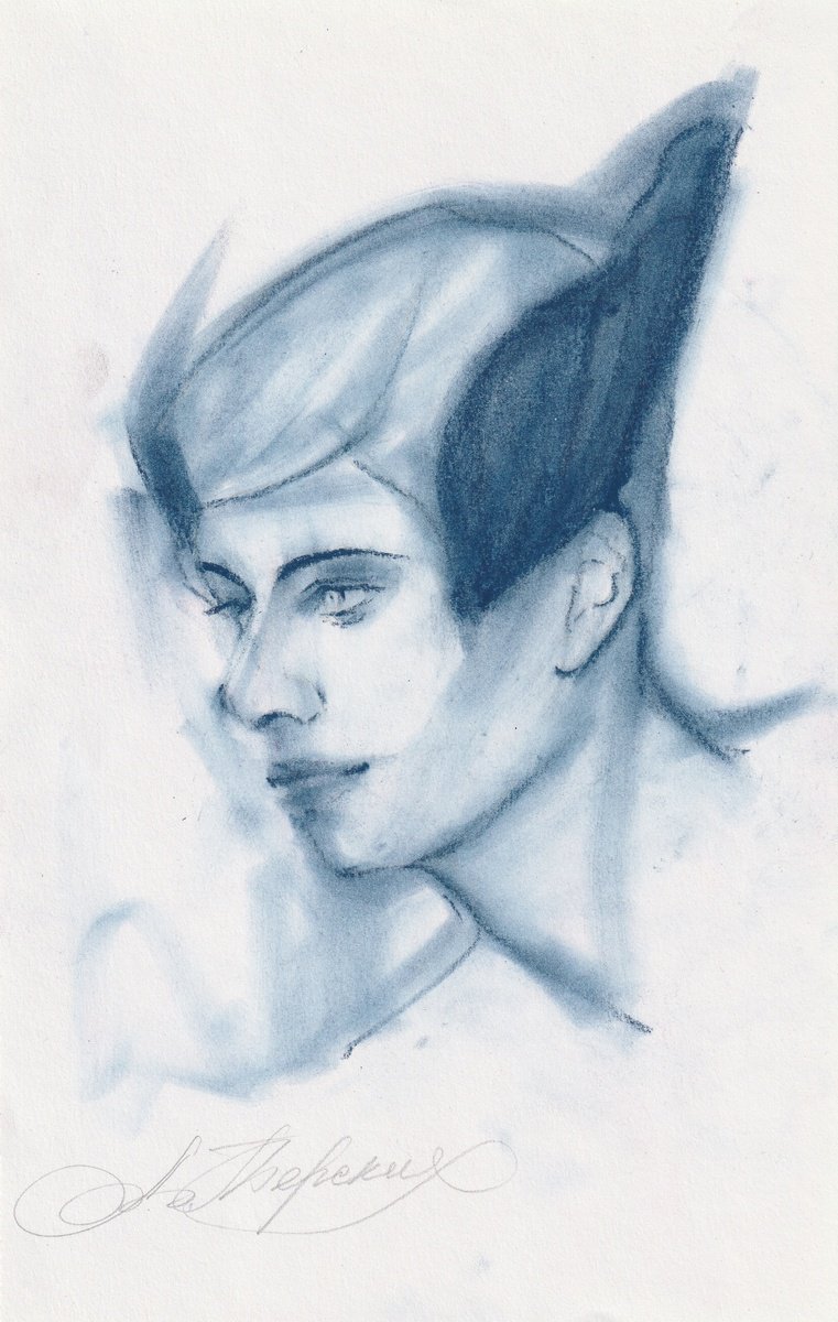 Portrait Pastel Drawing By Anastasia Terskih, 7 X 11, Hermes, Original Artwork