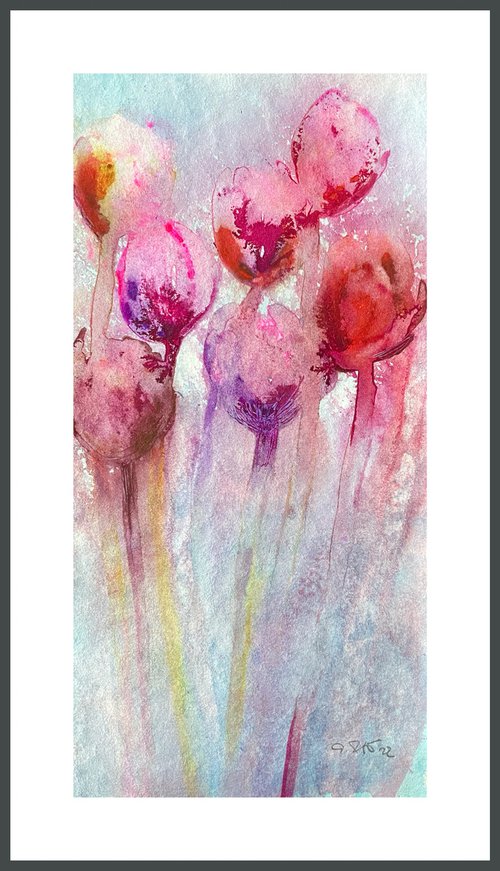 First Tulips - Abstract Flowers Landscape by Gesa Reuter