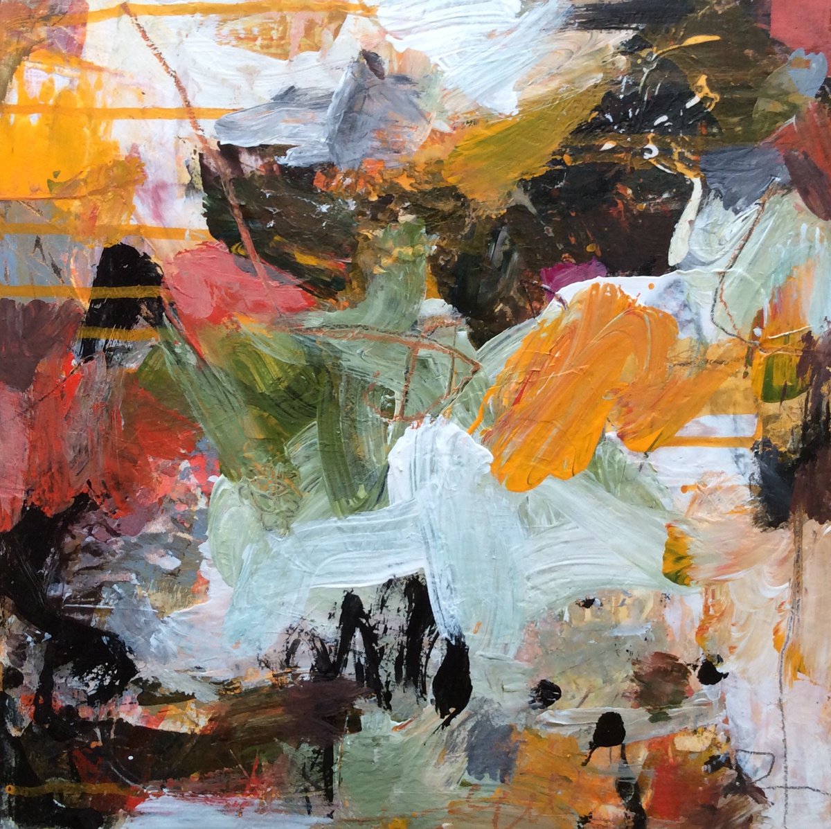 Abstract Acrylic Painting By Linda Coppens, 12 X 12", 112020-08, Original Artwork