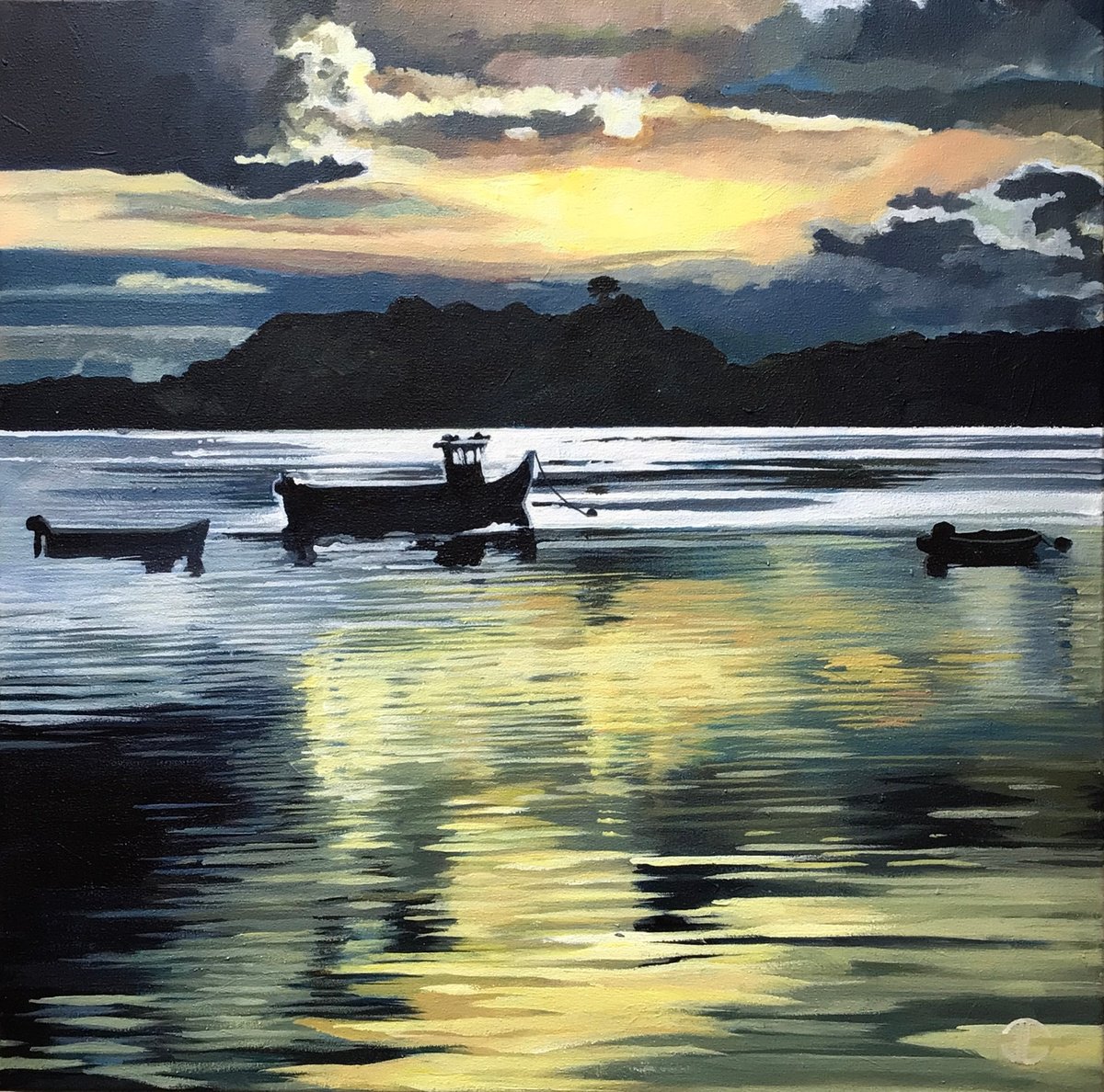  Sunset Portaferry By Joseph Lynch, 20 X 20, Artwork For Sale On Artfinder