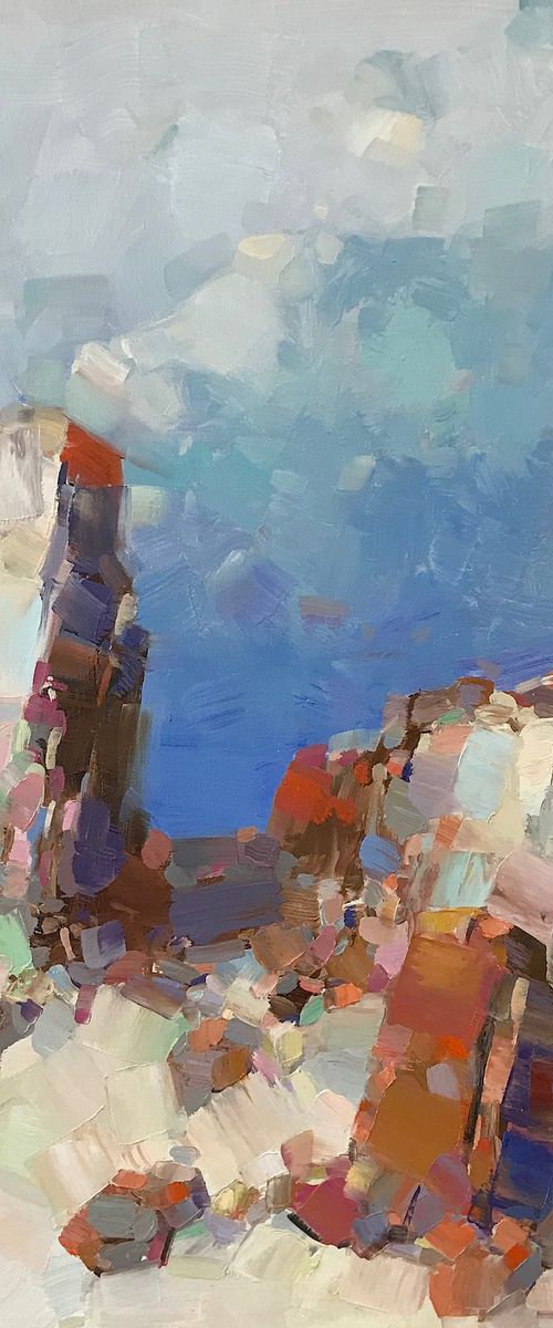 Ocean Cliffs, Original oil painting, Handmade artwork, One of a kind by Vahe Yeremyan