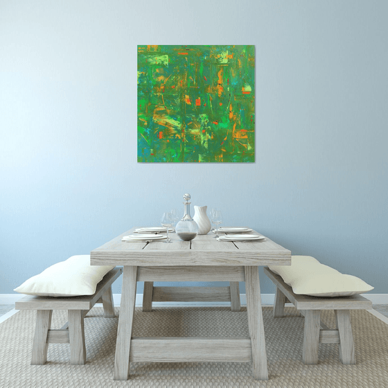 Vibrant Green Blue Orange Abstract