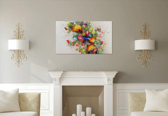 Abstract Flowers "Magic flowers of joy", Large Painting