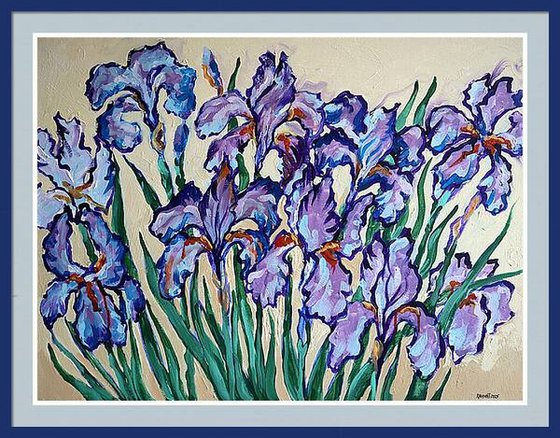 Irises on Cream