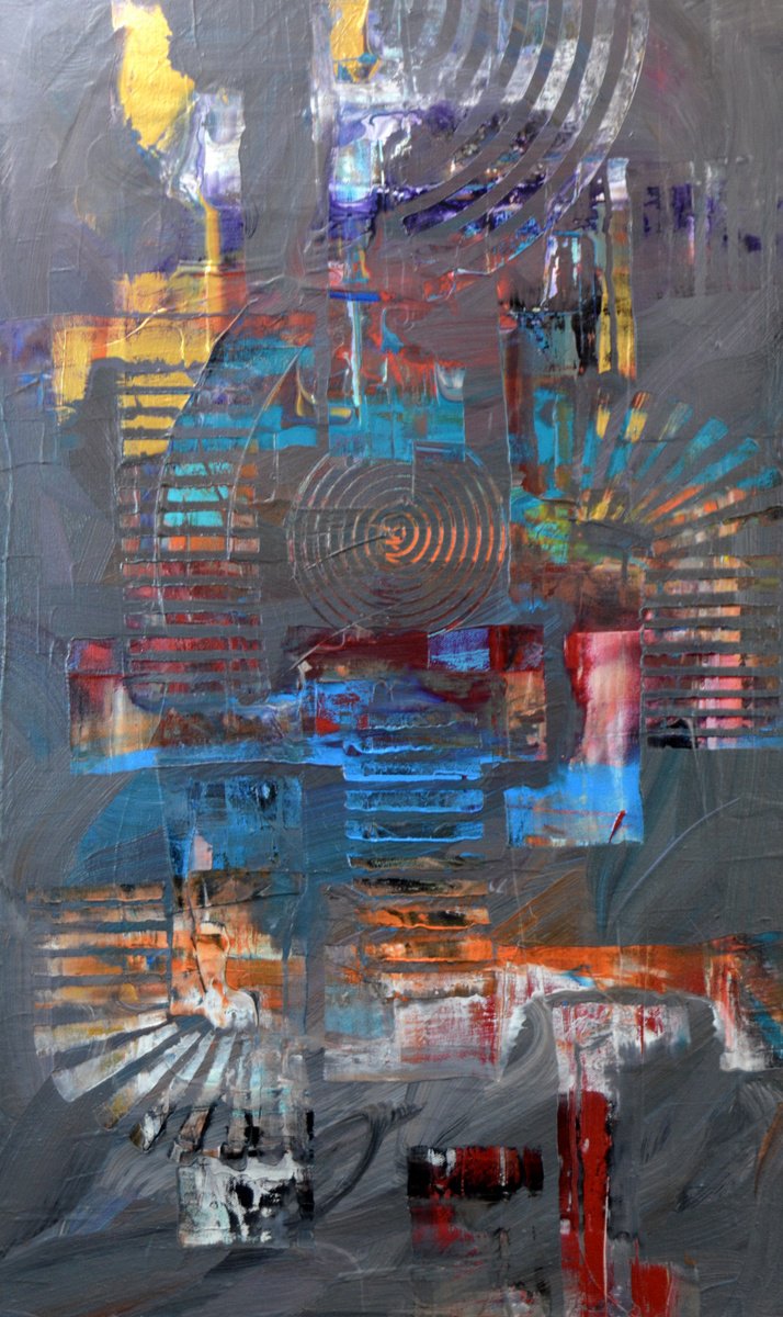 Impressionistic Abstract Acrylic Painting By Lucian Richards, 18 X 30", Totem, Original Artwork