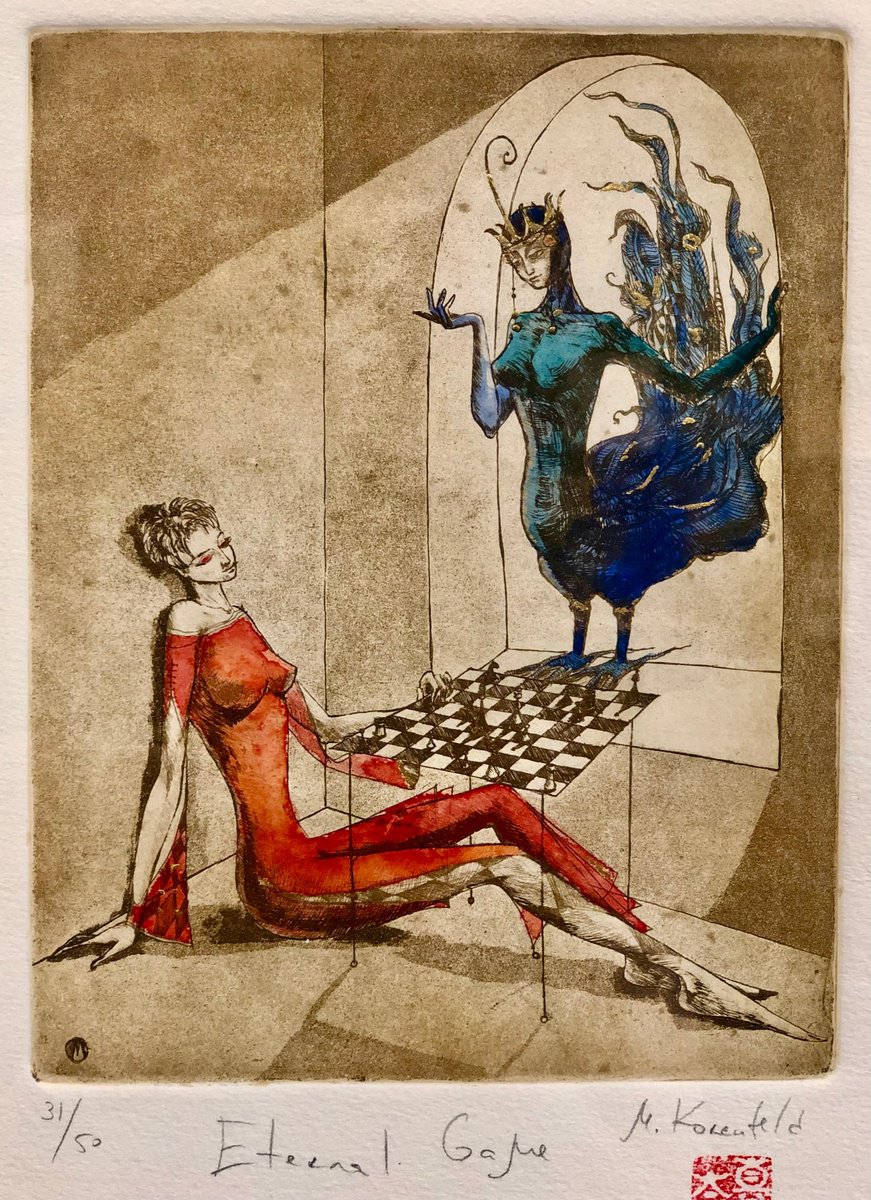 Surrealistic Portrait Etchings & Engravings By Marina Korenfeld, 10 X 13", Eternal Game, Original Artwork