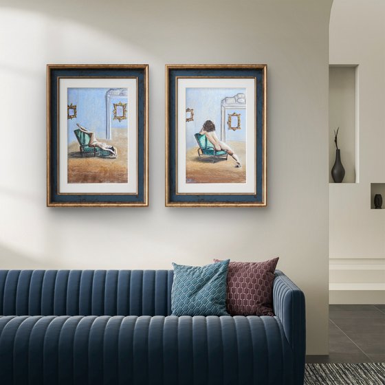 Cutie Naked Woman Soft Pastel