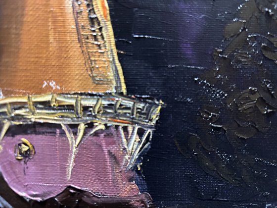 Windmill at night. Plein Air