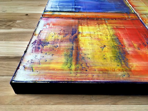 "Look At What We Have Built" - Save As A Series - Original Xt Large PMS Abstract Triptych Oil Paintings On Canvas - 68" x 60"