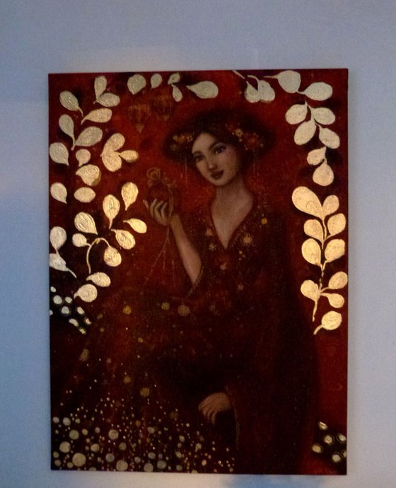 "The red Elixir"  woman portrait 60x81cm.