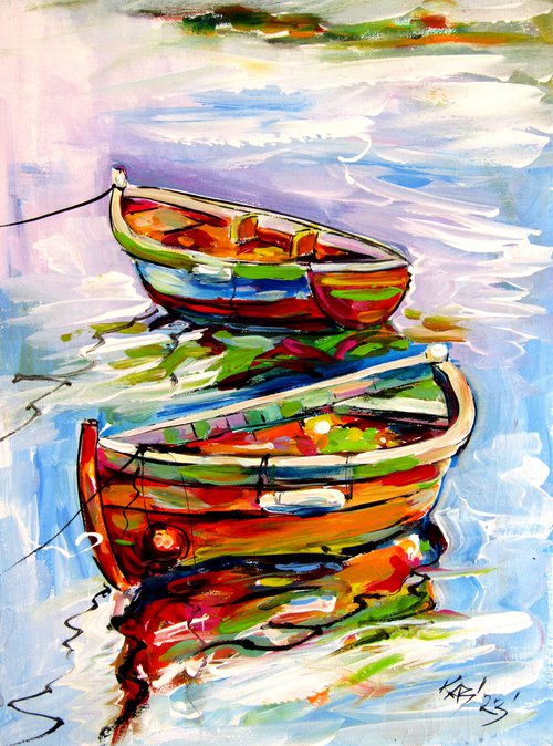 Boats on beach by Kovács Anna Brigitta