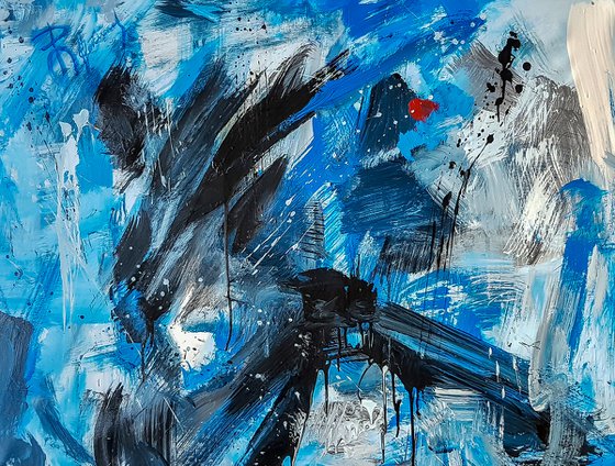 -FAST- Abstract Original Painting on Unstretched Canvas.