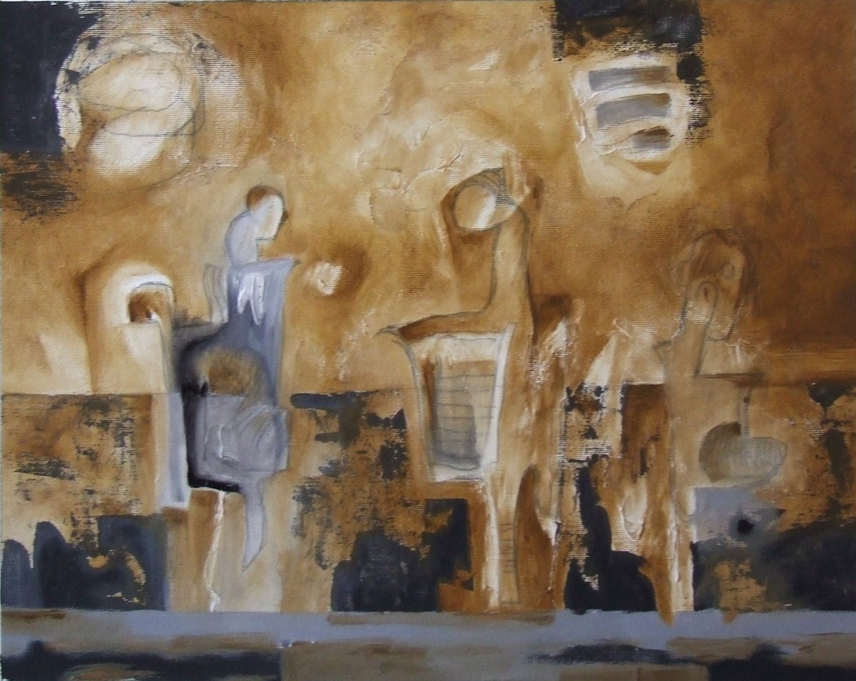 Abstract Oil Painting By Csaba Csendes, 19 X 15, A Vandori?t, Original Artwork