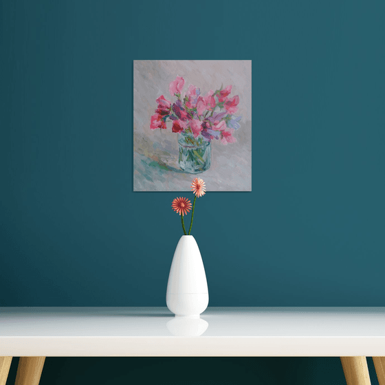 Sweet pea. Original oil painting.