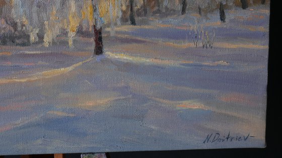 Sunlight Through The Trees- winter landscape painting