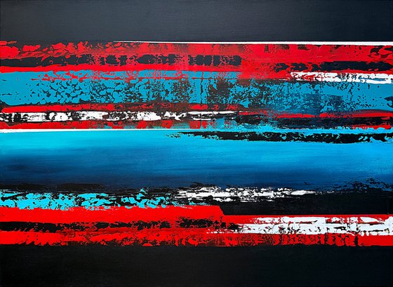 Red Sky Blue accent on black