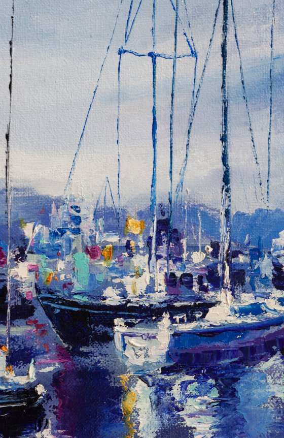 "Yachts in the harbor" ships, seascape