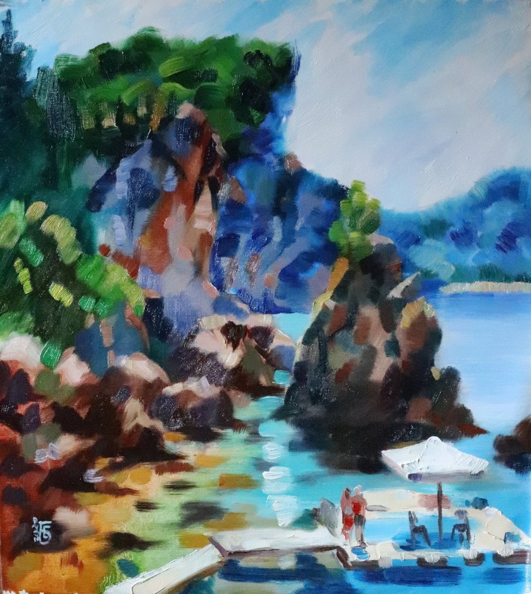 Impressionistic Landscape Oil Painting By Kateryna Bortsova, 15 X 17", Paradise Landscape Painting, Original Artwork