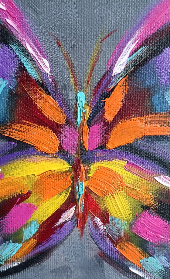 Winged dance - beautiful butterfly, butterfly, insects, small size, oil painting, butterfly oil, butterfly art, gift, art