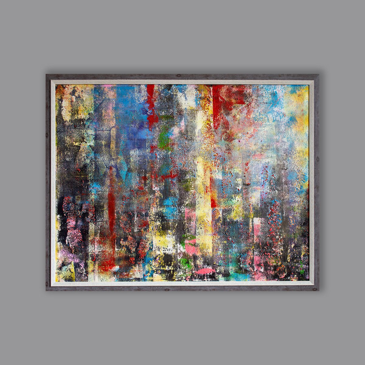 Abstract Acrylic Painting By Liubov Kuptsova, 38 X 30", Colors Of Big City (Framed), Original Artwork