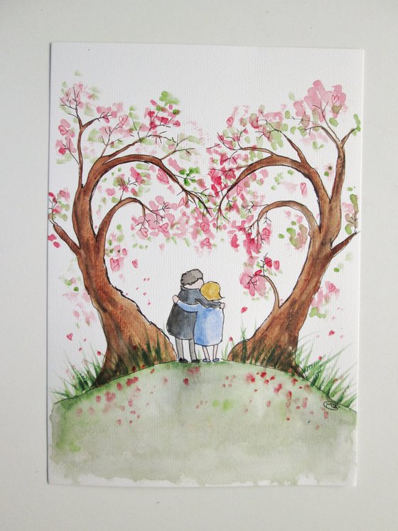 X Couple and Love Hearts Tree