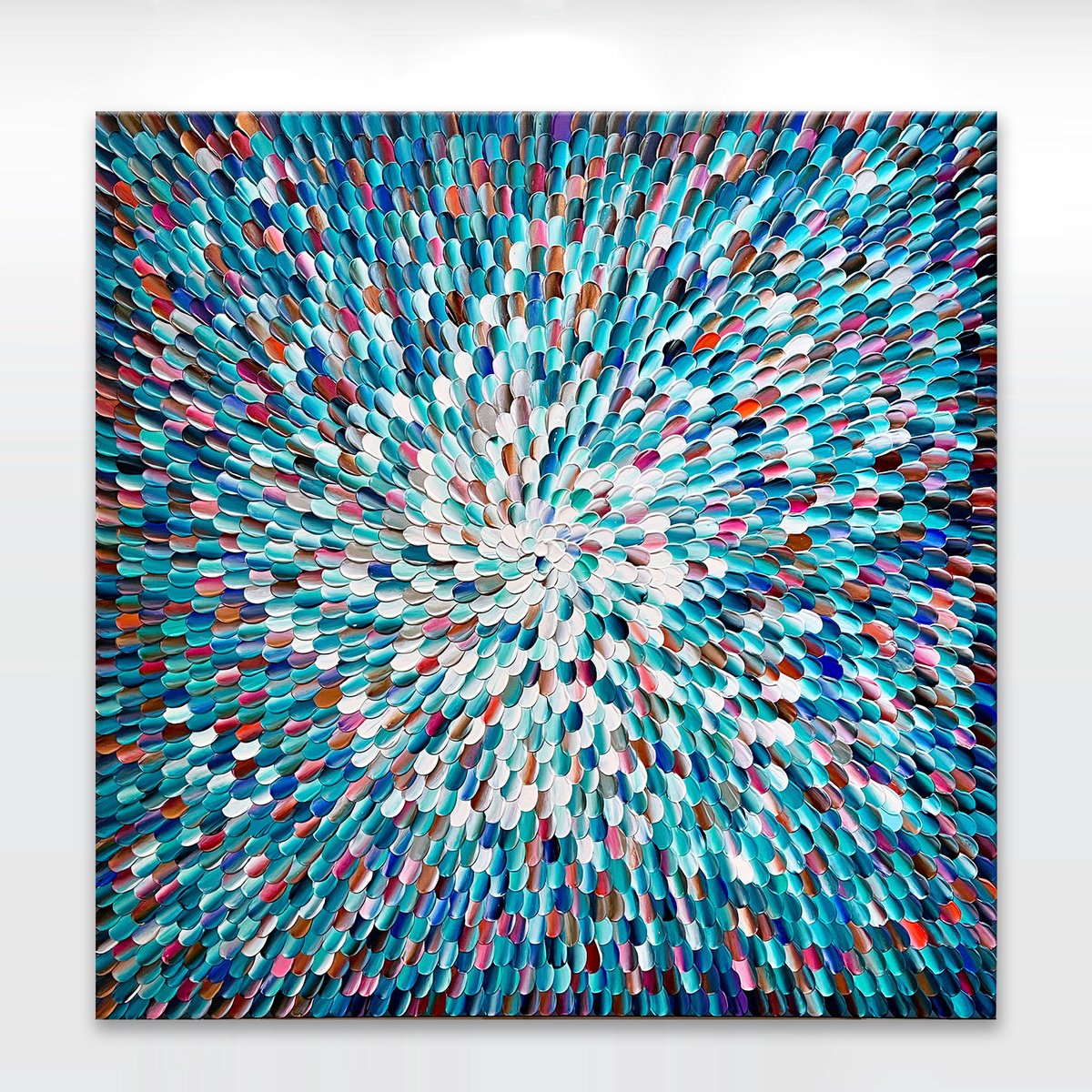 Organic Abstract Acrylic Painting By Tatiana Georgieva, 39 X 39", Azure 11, Original Artwork