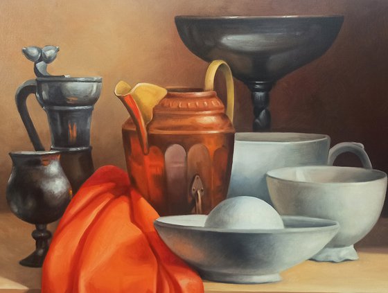 Still life-kitchen-2 (40x60cm, oil painting, ready to hang)