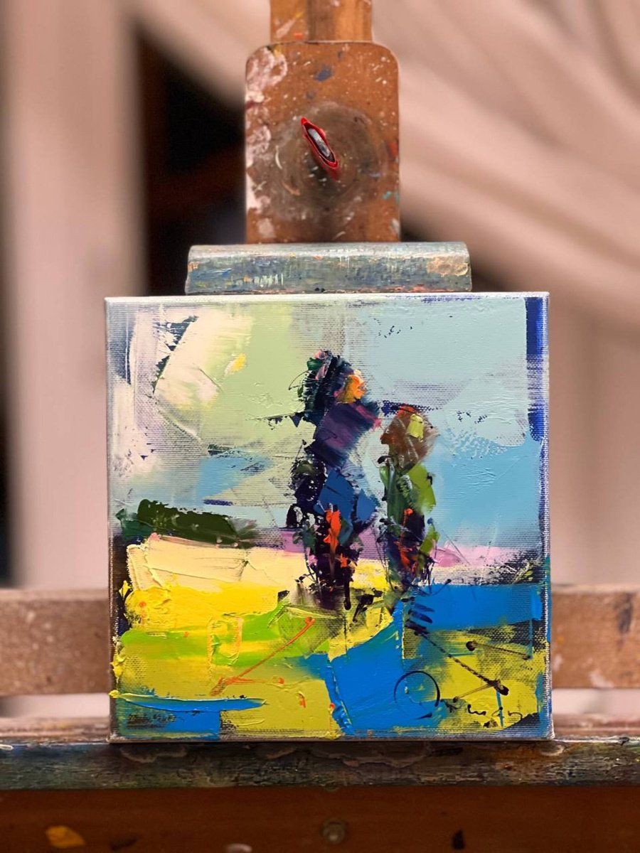 Landscape Oil Painting By Arman Allakhverdian, 8 X 8, Poplars, Original Artwork