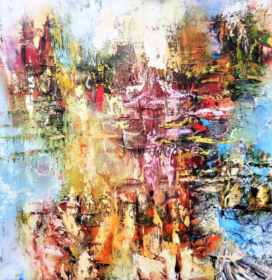chaos amongst the calm - Abstract expressionism, abstract landscape. FREE POSTAGE!